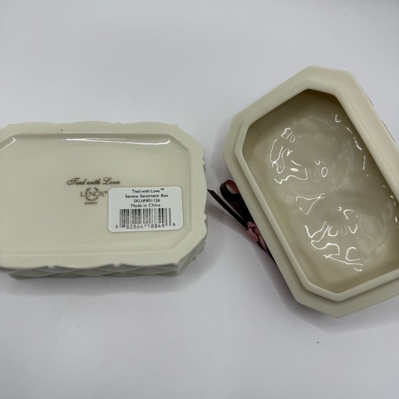 NIB Vintage Lenox “Tied With Love” Serena Sentiment Trinket Box Ribbons - Picture 7 of 10